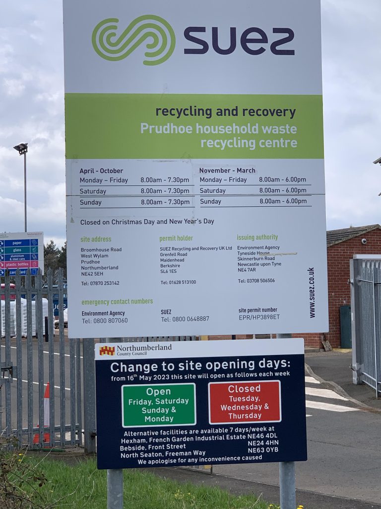 Reduced hours at Prudhoe Tip