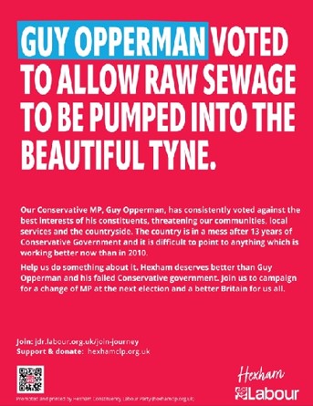Guy Opperman voted to allow sewage in the Tyne